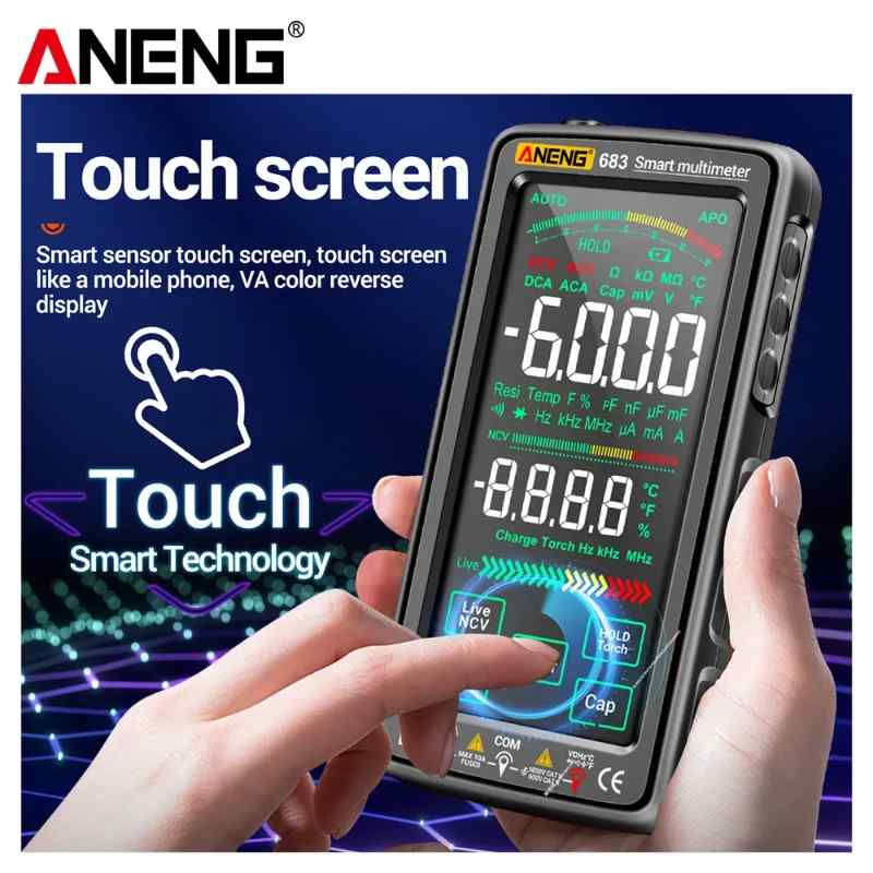 Цифров мултиметър ANENG 683 Pro със сензорен дисплей и фенерче