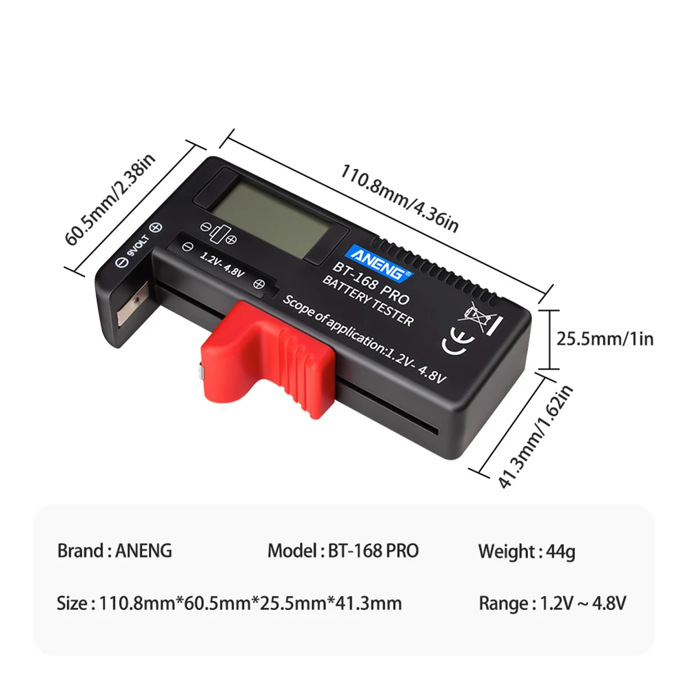Цифров тестер за батерии от 1.2V до 4.8V и 9V ANENG BT-168 PRO