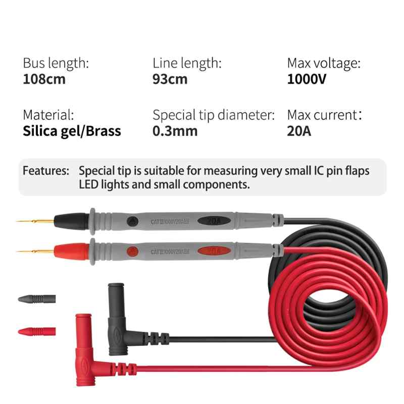 ANENG PT1031 комплект силиконови сонди за мултиметър 1000V 20A