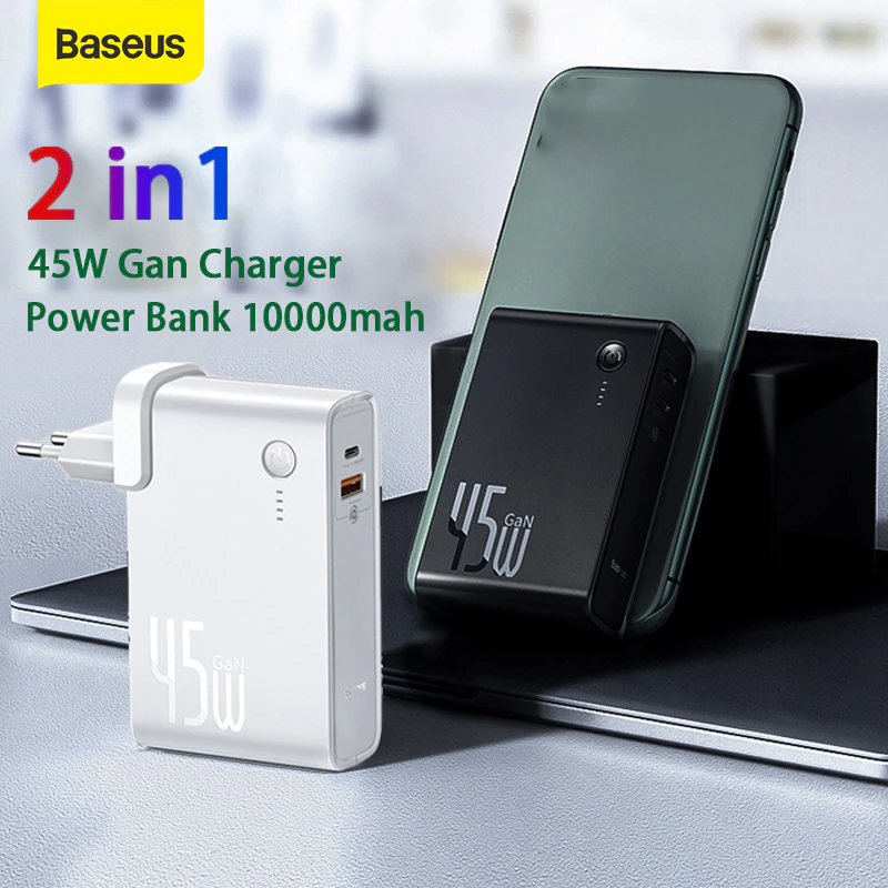 Baseus Power Station 2в1 зарядно 45W и батерия 10000mAh EU