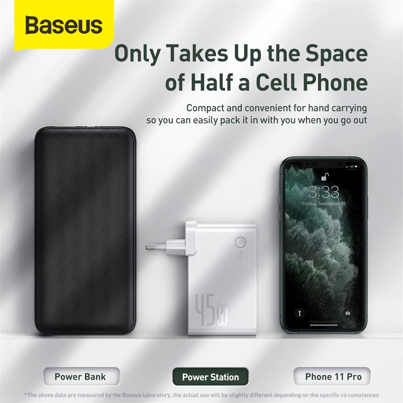 Baseus Power Station 2в1 зарядно 45W и батерия 10000mAh EU