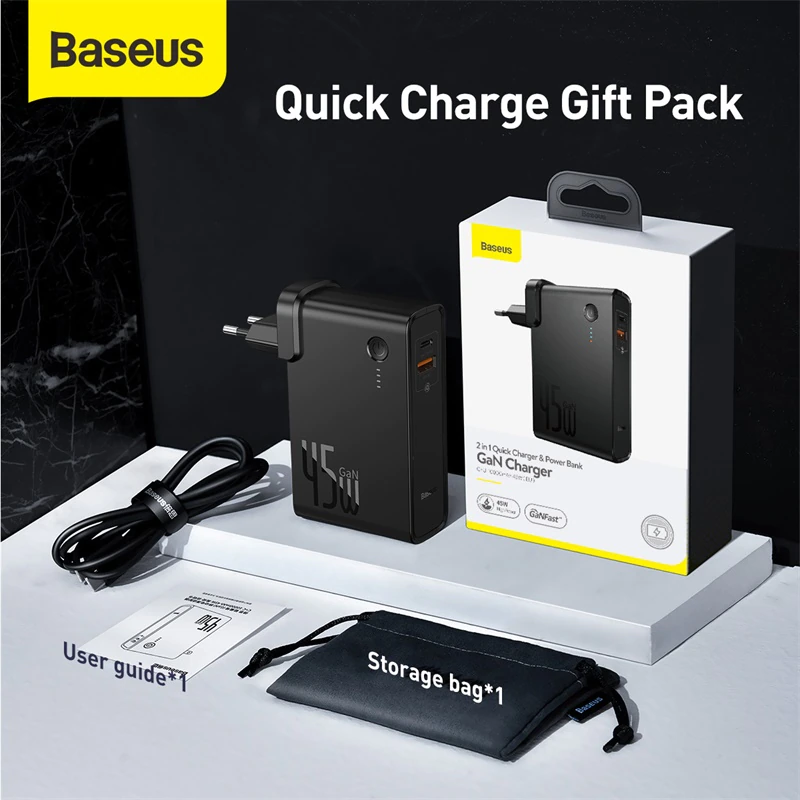 Baseus Power Station 2в1 зарядно 45W и батерия 10000mAh EU