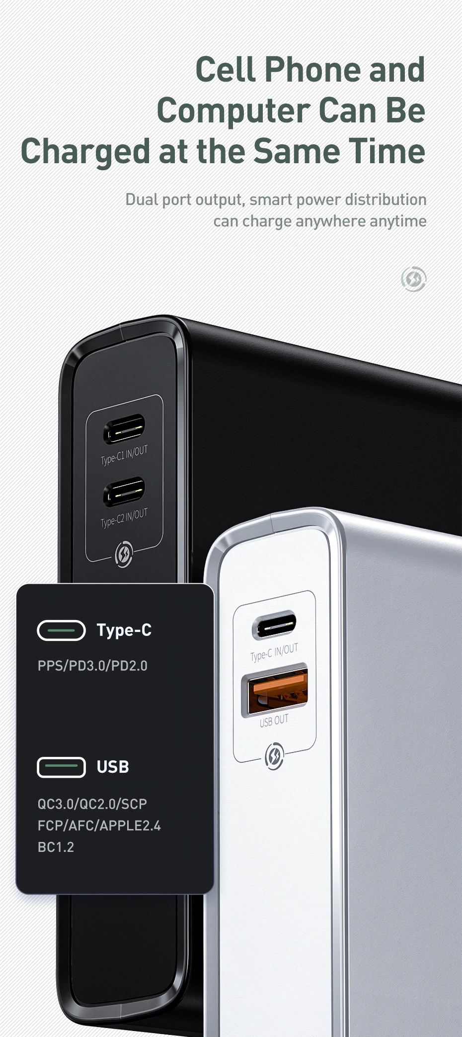 Baseus Power Station 2в1 зарядно 45W и батерия 10000mAh EU