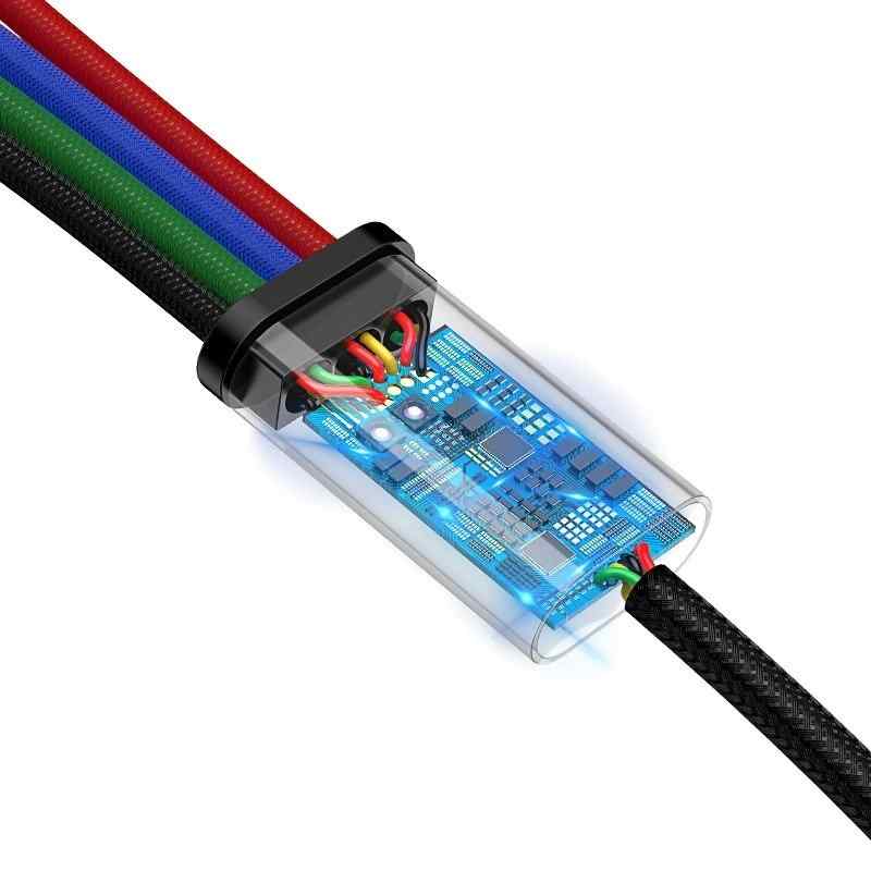 USB кабел Baseus 4в1 - 2xUSB-C/Lightning(iPhone)/MicroUSB 1.2m