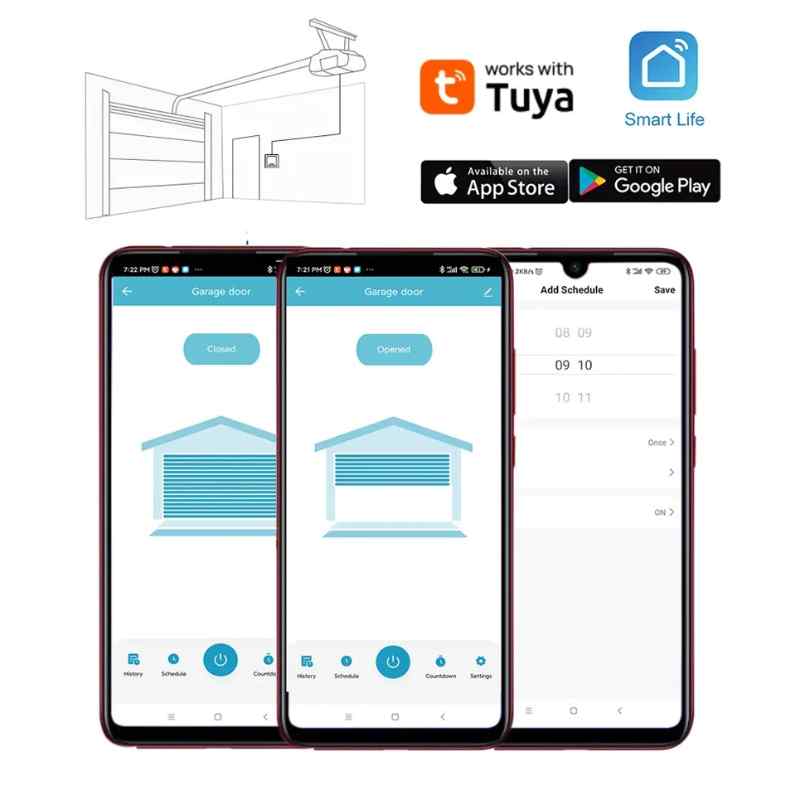 Tuya Wi-Fi смарт контролер за отваряне на гаражна врата чрез смартфон