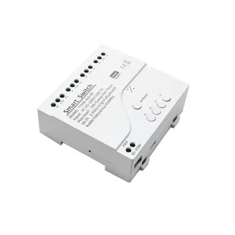 4-канален Tuya Wi-Fi смарт превключвател, 85-250V, 10A, RF433