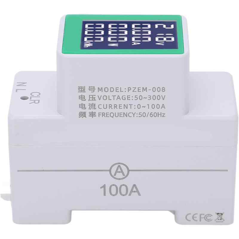Електромер с цифров LCD дисплей Peacefair PZEM-008 AC50-300V 100A DIN шина амперметър волтметър ватметър