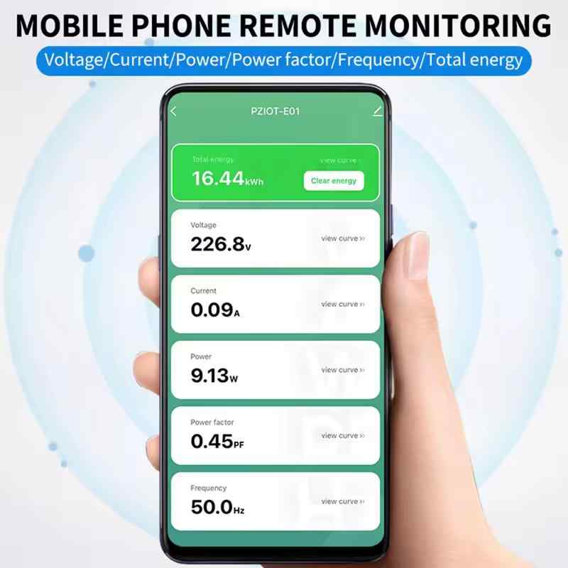 Tuya смарт Wi-Fi монофазен електромер за DIN шина Peacefair PZIOT-E01 70-260VAC 100A
