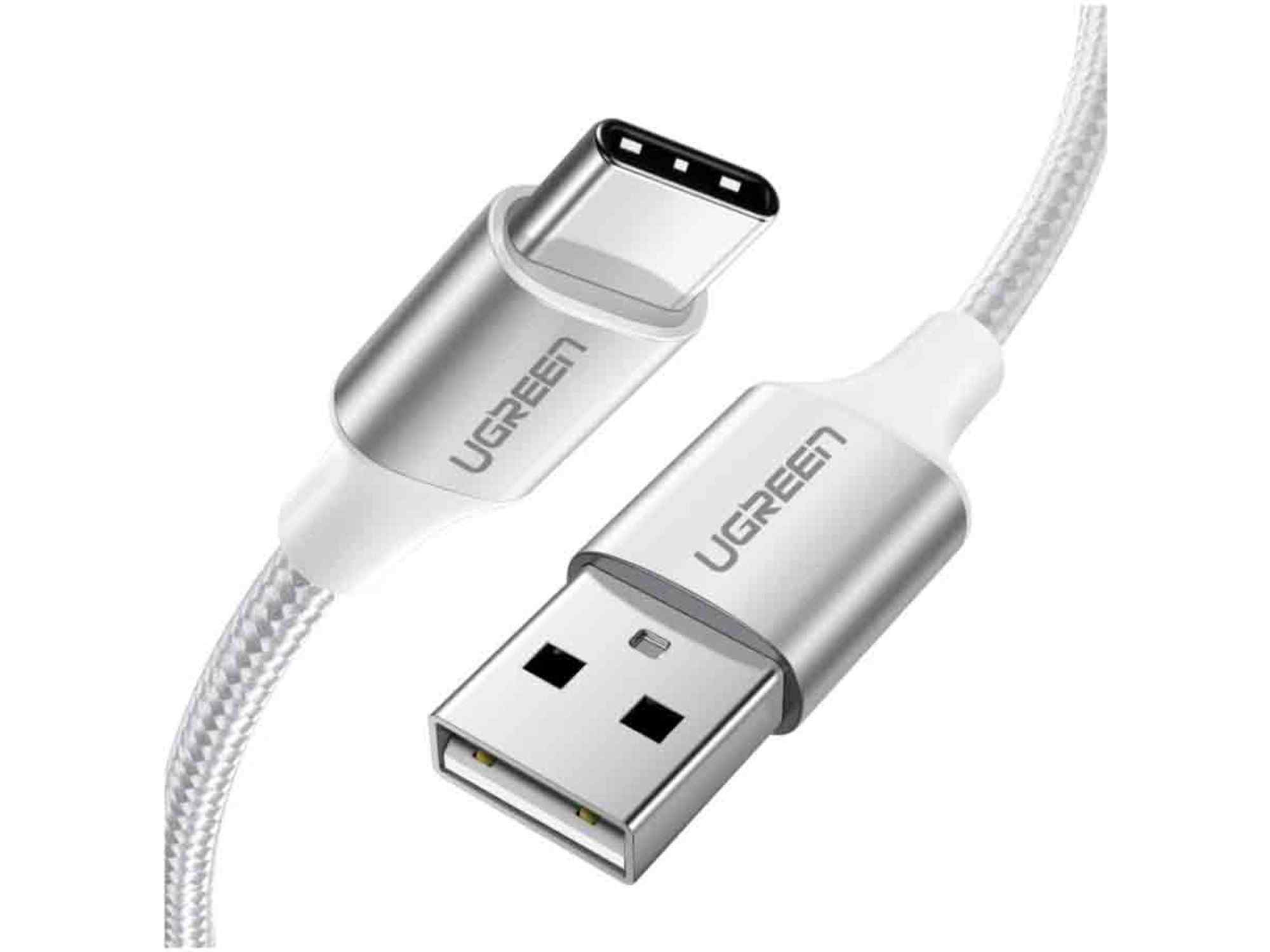 Кабел 1.5 метра UGREEN USB-A 2.0 към USB-C QC3.0 (бял)