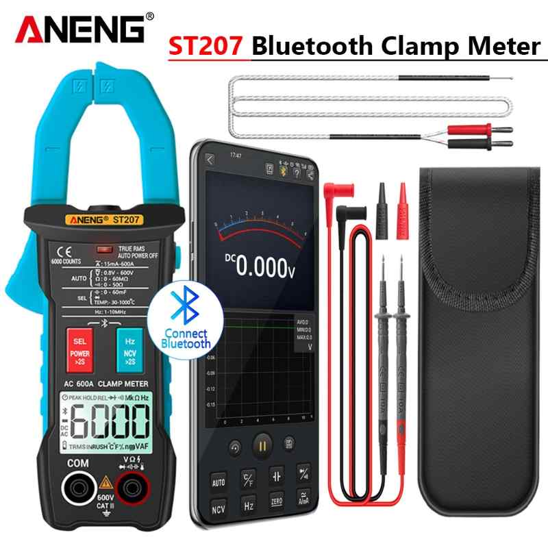 Цифров мултицет ANENG ST207 с амперклещи 600A и Bluetooth връзка