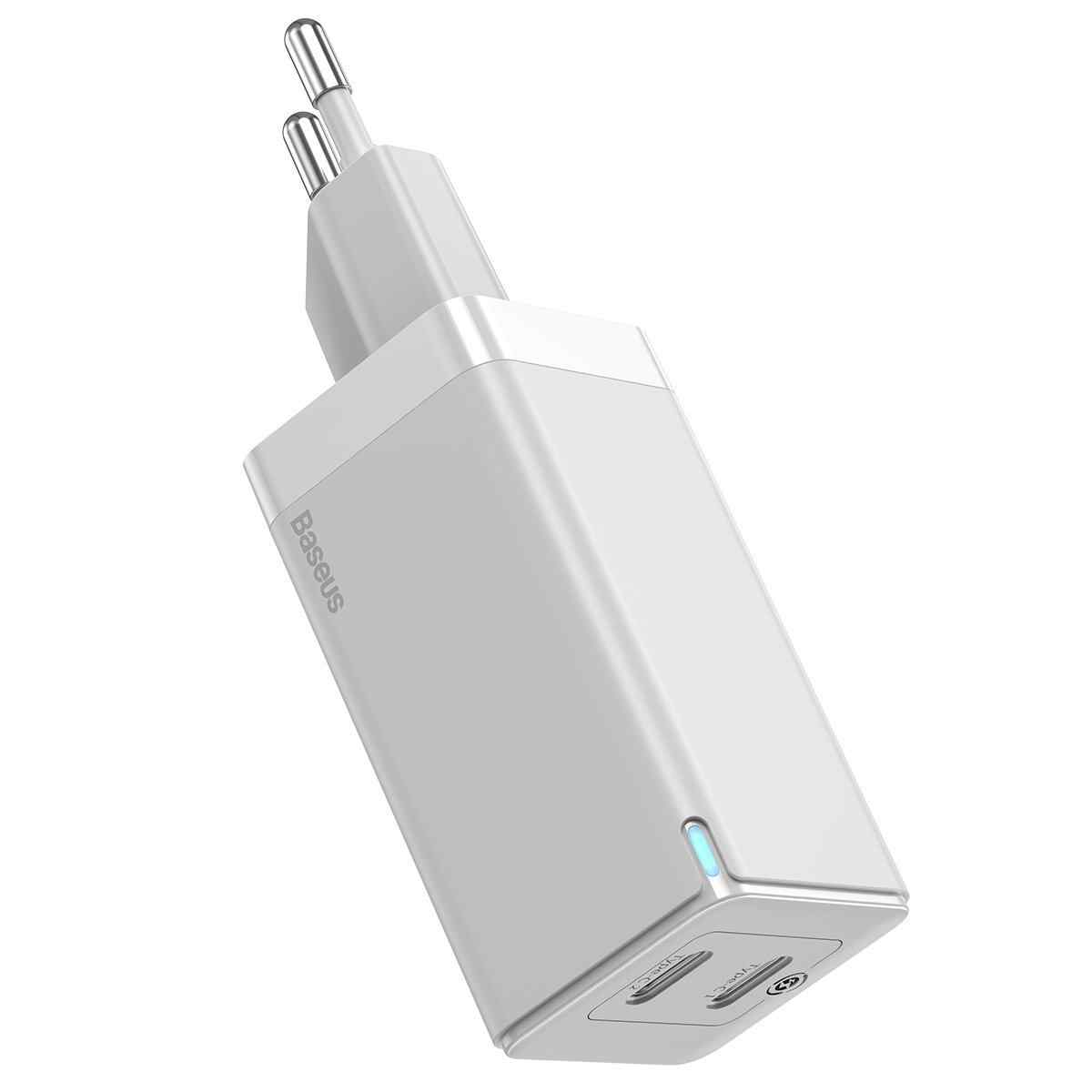 Бързо зарядно с кабел Baseus GaN2 USB-C USB-C 45W EU бяло