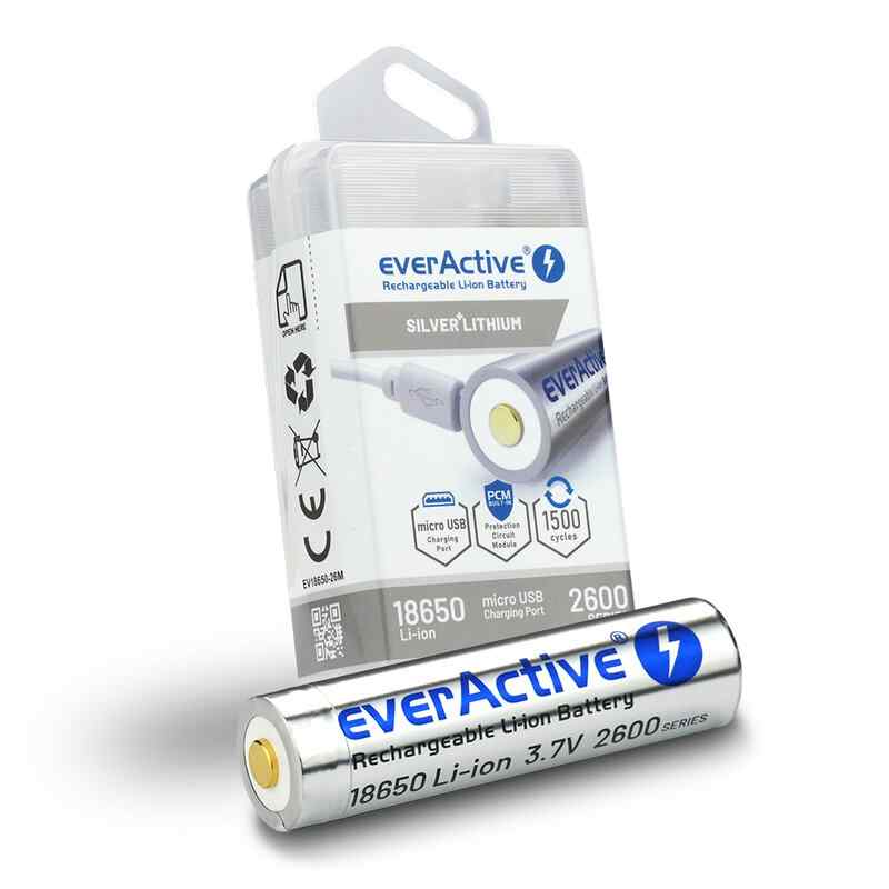Акумулаторна батерия everActive 18650 3.7V Li-ion 2600mAh с кутия